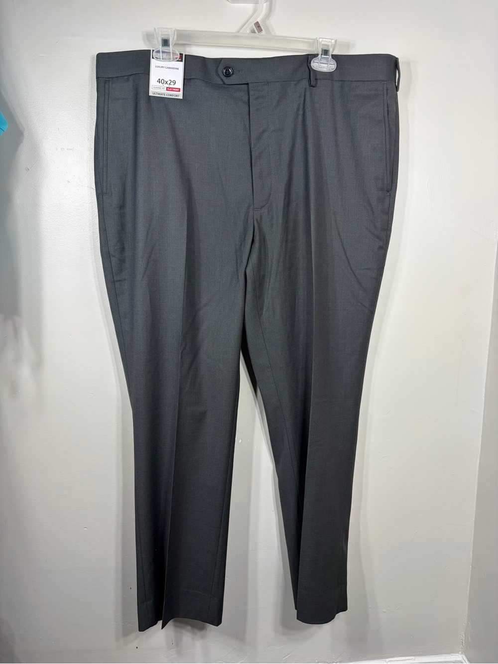 NWT Roundtree & Yorke TravelSmart Luxury Gabardine Pants 40x29 Charcoal